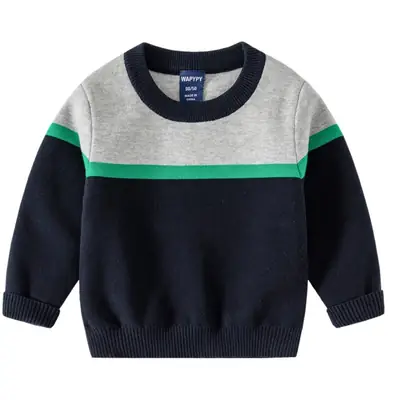 New Boys Woolen Patchwork Sweater 2024 Winter