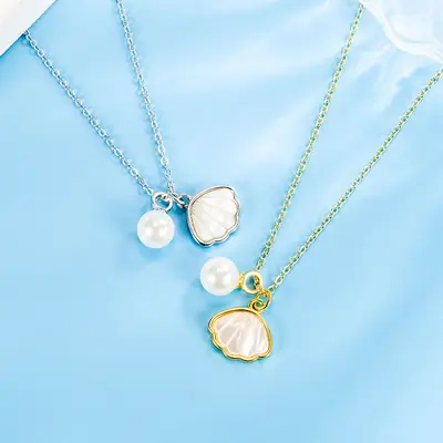 Feminine Pearl & Shell Necklace for Girls