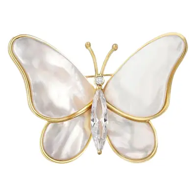 White Butterfly Brooch for Women with Pearl Embellishment