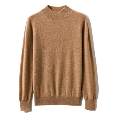 Women's 2022 Wool Semi-High Collar Sweater Brown
