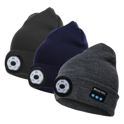 Wireless Bluetooth Headset with LED Light Cap