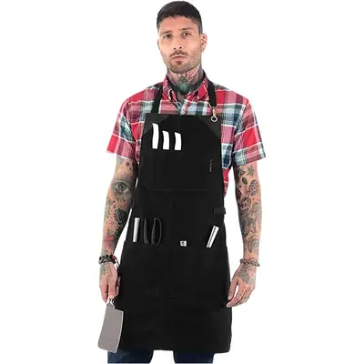 Cross-border waterproof apron with multi-pocket BBQ hair stylist overalls