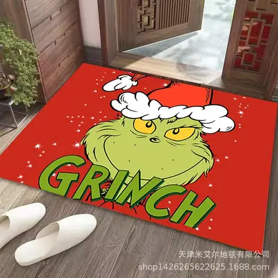 Grinch Christmas Floor Mat Green Clown Decor