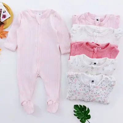 Newborn Jacquard Foot Cover Set Pink Floral 2 Pcs