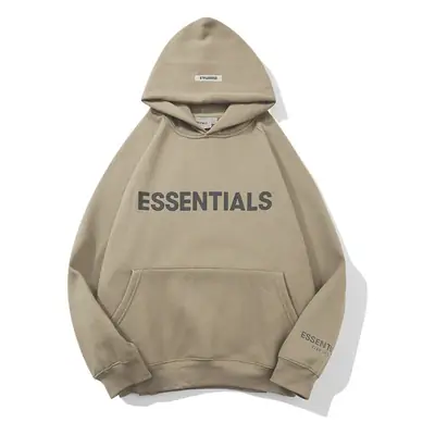 Essentials Black Hooded Sweatshirt with 3D Letter Chest Logo