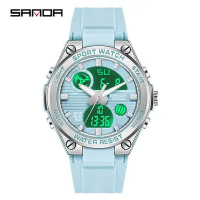 Sanda Sport Watch Black Digital Multifunctional Waterproof
