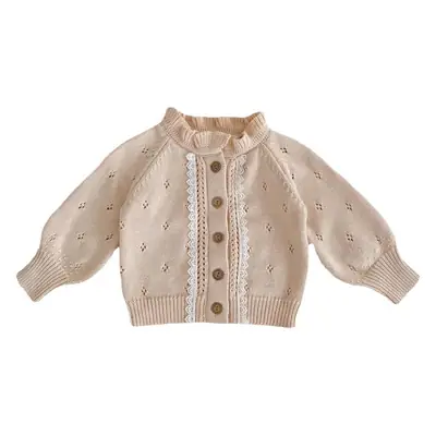 2025 Baby Girl Lace Knitted Cardigan with Hollow Fungus Collar
