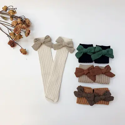 Girls Bow Bow Tied Socks Mid Calf Spring Autumn