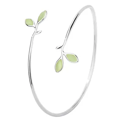 Women's Leaf Design Silver Bracelet Minimalist Vintage Style