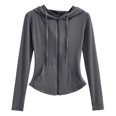 Women White Slim Fit Hooded Cardigan Summer Wear