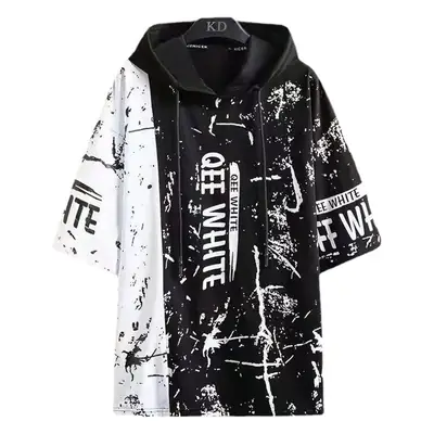2022 Men Hooded T-Shirt Yellow Black Splash Ink Design
