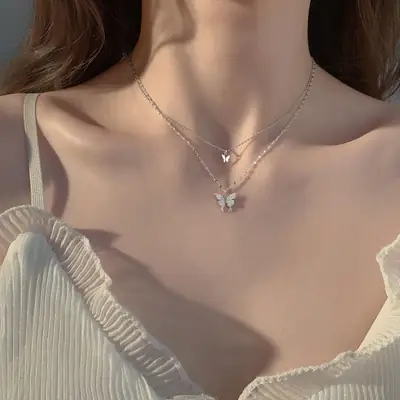 925 Sterling Silver Butterfly Necklace for Women