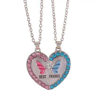 Best Friends Heart Pendant Necklace for Girls