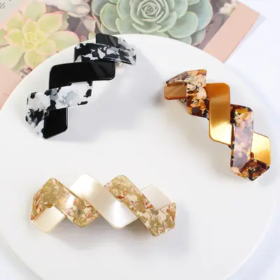 Baoguang Acrylic Hairpin with Crystal Bow for Women