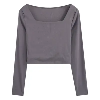 Women Square Neck Long Sleeve Top Black White Pants Set