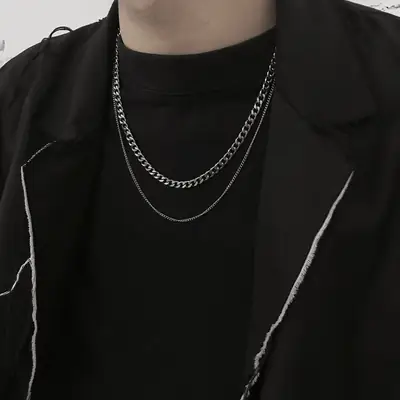 Tiered Titanium Steel Necklace for Men Women