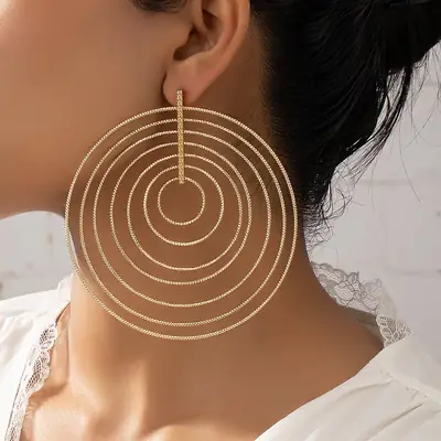 Multi-Layer Exaggerated Gold Plated Earrings for Women
