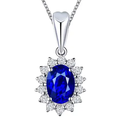 European Princess Ruby Pendant Necklace with Diamond Set