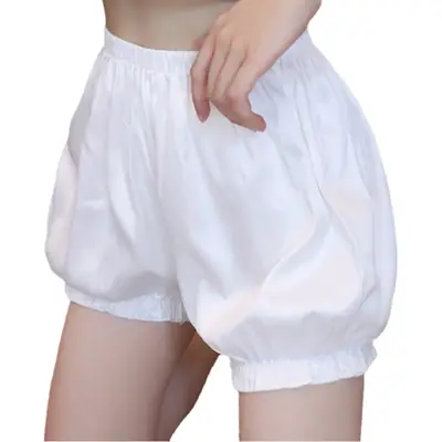 White Cotton Pom Pom Safety Pants for Women