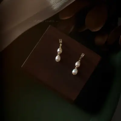 Small Rice Pearl Earrings S925 Silver Pin
