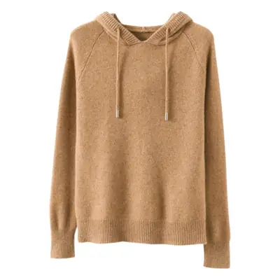 Women's Brown Hooded Long Sleeve Knit Sweatshirt
