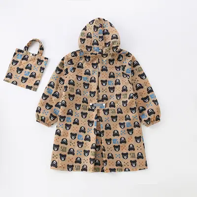 Children's Hooded Raincoat with Heart Print