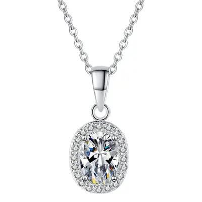 Mosane Diamond Necklace s925 Sterling Silver Pendant Women's Platinum Plated Elegant Simple Dove Egg Shape D Color Moissanite Necklace