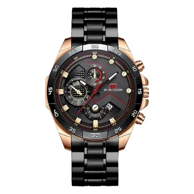 Wavvoom Men's Black Gold Chronograph Watch with Calendar
