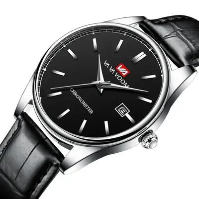 Men's Stainless Steel Blue Dial Watch with Calendar