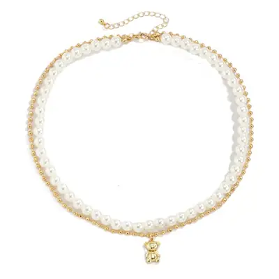Double Layer Pearl Pendant Necklace for Men