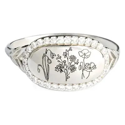 S925 Sterling Silver Zircon Flower Ring for Women
