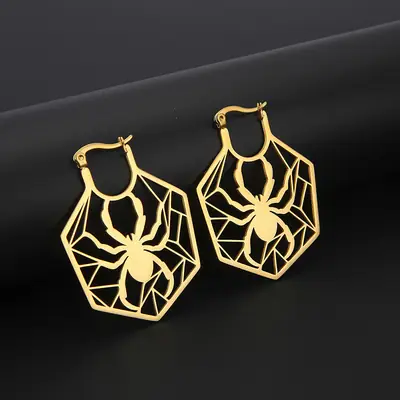 Hollow Spider Earrings Stainless Steel Women