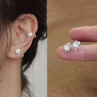S999 Pure Silver Zircon Earrings for Women 2025