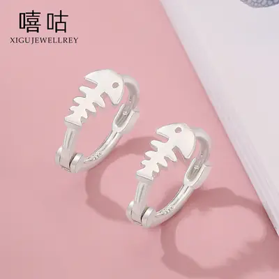 S925 Silver Fish Bone Earrings for Women