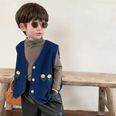 Baby Denim Vest Blue 2024 Autumn New