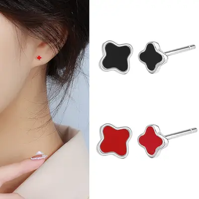S999 Silver Lucky Clover Earrings for Women