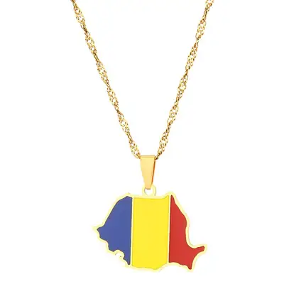 Romanian Map Stainless Steel Necklace for Women