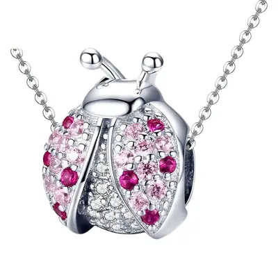 Yinziy Silver Ladybug Bracelet with Red Drop