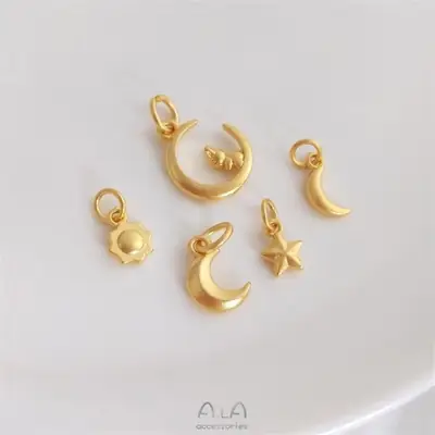 Gold Moon Moon Star Pendant Set for Women