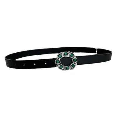 Black Rhinestone Belt with Elegant Buckle for Women