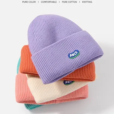 Men Wool Knitted Beanie Grey Winter Warm