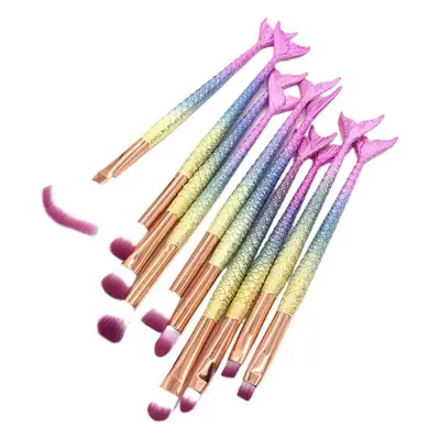 New Mermaid 10 Fishtail Eye Makeup Brushes Set