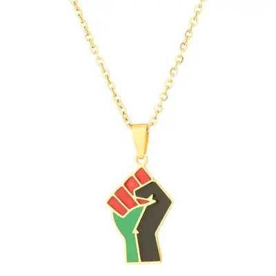 Stainless Steel Fist Pendant Necklace for Men Women