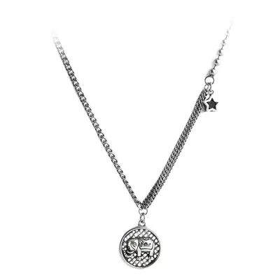 Sterling Silver Smiley Star Necklace Women's Elephant Collarbone Chain Light Luxury Niche Design Sense 2023 New Fashionable Woolen Chain