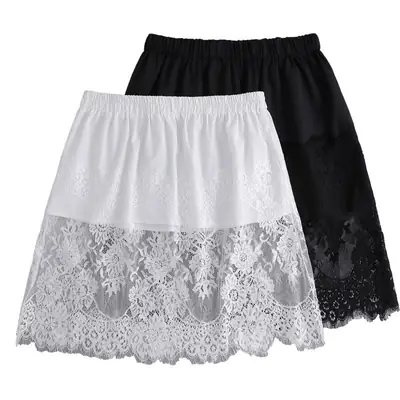 2022 Spring Sweater Set White Black Lace Bottom Large
