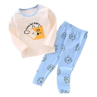 Boneless Kids Pajamas Set Yellow Striped Cotton Long Trousers