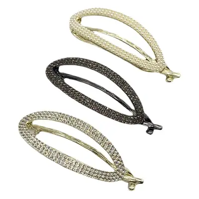 Rhinestone Metal Hairpin with Twist Clip and Frog Buckle
