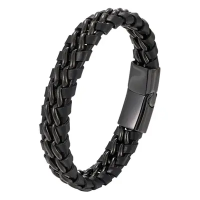 Vintage Punk Men's Braided Leather Bracelet Gold Clasp