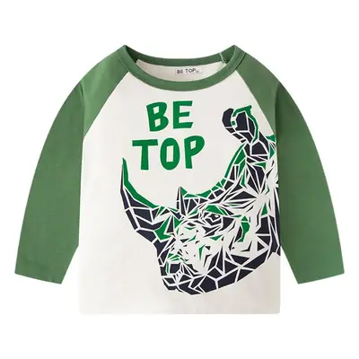 2026 Kids Long Sleeve T-Shirt Green White Cartoon Graphic