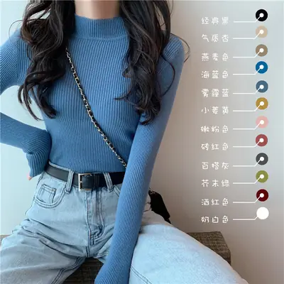 2022 Long-sleeved Pullover All Color Solid Winter Top